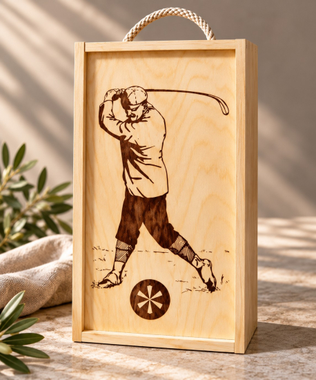 3er Wein-Holzkiste „Golf“ – Geschenkbox für 3 Flaschen